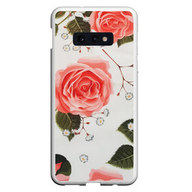 Чехол для Samsung S10E с принтом Нежные розы в Кировске, Силикон | Область печати: задняя сторона чехла, без боковых панелей | арт | белый | зеленый | красная роза | красные розы | красный | рисунок | роза | розовая роза | розовые розы | розовый | розы | цветок | цветы
