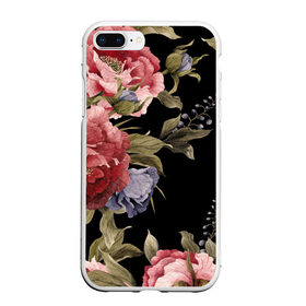 Чехол для iPhone 7Plus/8 Plus матовый с принтом Цветы в Кировске, Силикон | Область печати: задняя сторона чехла, без боковых панелей | арт | бутон | бутоны | зеленый | картина | рисунок | рисунок красками | розовый | темный | фиолетовый | чёрный