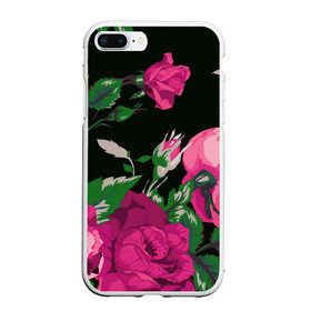 Чехол для iPhone 7Plus/8 Plus матовый с принтом Розы в Кировске, Силикон | Область печати: задняя сторона чехла, без боковых панелей | арт | бутон | бутоны | зеленый | краски | кусты роз | рисунок | роза | розовая роза | розовые розы | розовый | розы