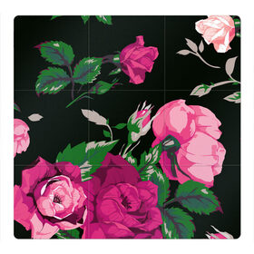 Магнитный плакат 3Х3 с принтом Розы в Кировске, Полимерный материал с магнитным слоем | 9 деталей размером 9*9 см | арт | бутон | бутоны | зеленый | краски | кусты роз | рисунок | роза | розовая роза | розовые розы | розовый | розы
