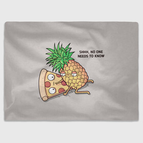 Плед 3D с принтом No one needs to know в Кировске, 100% полиэстер | закругленные углы, все края обработаны. Ткань не мнется и не растягивается | hawaiian | hawaiian pizza | pineapple | pizza | pizza with pineapple | ананас и пицца | ананса | гавайская | гавайская пицца | пицца | пицца с ананасом
