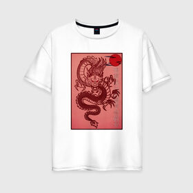 Женская футболка хлопок Oversize с принтом Дракон в Кировске, 100% хлопок | свободный крой, круглый ворот, спущенный рукав, длина до линии бедер
 | china | chinese dragon | дракон | китай | китайский дракон | китайский язык