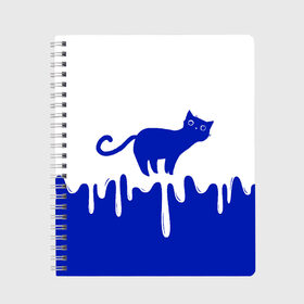 Тетрадь с принтом Milk Cat в Кировске, 100% бумага | 48 листов, плотность листов — 60 г/м2, плотность картонной обложки — 250 г/м2. Листы скреплены сбоку удобной пружинной спиралью. Уголки страниц и обложки скругленные. Цвет линий — светло-серый
 | cat | cats | japan | kitty | milk | кавай | кот | котейка | котенок | котик | кошка | кошки | милград | молоко | ня | япония