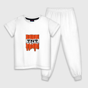 Детская пижама хлопок с принтом TNT в Кировске, 100% хлопок |  брюки и футболка прямого кроя, без карманов, на брюках мягкая резинка на поясе и по низу штанин
 | game | minecraft | tnt | блок | взрыв | динамит | игра | майн | майнкрафт | мороженное | тнт