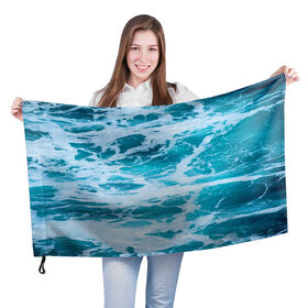 Флаг 3D с принтом Вода волны пена море в Кировске, 100% полиэстер | плотность ткани — 95 г/м2, размер — 67 х 109 см. Принт наносится с одной стороны | вода | волны | море | морская пена | океан | отдых | пена | пучина