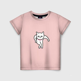 Детская футболка 3D с принтом Ыть в Кировске, 100% гипоаллергенный полиэфир | прямой крой, круглый вырез горловины, длина до линии бедер, чуть спущенное плечо, ткань немного тянется | арт | белая кошка | белый кот | кот | кошка | мем | мэм | рисунок | розовый