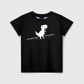 Детская футболка 3D с принтом Динозавр Гугл Хром в Кировске, 100% гипоаллергенный полиэфир | прямой крой, круглый вырез горловины, длина до линии бедер, чуть спущенное плечо, ткань немного тянется | google | гугл | динозавр | игра