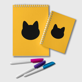 Блокнот с принтом Мордочка коти в Кировске, 100% бумага | 48 листов, плотность листов — 60 г/м2, плотность картонной обложки — 250 г/м2. Листы скреплены удобной пружинной спиралью. Цвет линий — светло-серый
 | арт | вектор | кот | котёнок | кошка | оранжевый | рисунок | силуэт | тёмный | чёрный