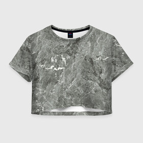 Женская футболка Crop-top 3D с принтом Grey в Кировске, 100% полиэстер | круглая горловина, длина футболки до линии талии, рукава с отворотами | абстракция | камень | мрамор | разводы | размытие | серый