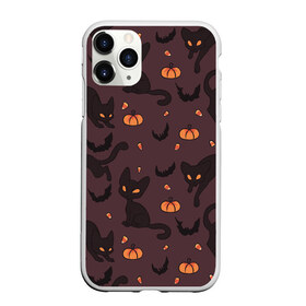 Чехол для iPhone 11 Pro Max матовый с принтом Хэллоуиновский кот в Кировске, Силикон |  | арт | конфеты | кот | котёнок | кошка | оранжевый | рисунок | тёмный | тыква | тыквы | фиолетовый | хеллоуин | хэллоуин | чёрный