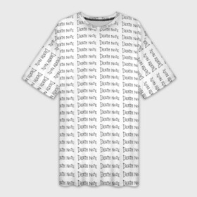 Платье-футболка 3D с принтом death note pattern white в Кировске,  |  | anime | death note | kira | manga | ryuk | аниме | герой | детектив | детнот | детх нот | детхнот | дэсу ното | иероглиф | кандзи | кира | манга | миса | риюк | рьюзаки | рюзаки | рюк | синигами | тетрадка | эл | э