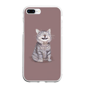Чехол для iPhone 7Plus/8 Plus матовый с принтом Котёнок ыыы в Кировске, Силикон | Область печати: задняя сторона чехла, без боковых панелей | арт | кот | котёнок | кошка | мем | мемный кот | мемный котенок | мэм | мэмный котёнок | рисунок | серый | серый кот | тёмный | фиолетовый