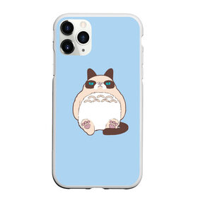 Чехол для iPhone 11 Pro матовый с принтом Тоторный кот в Кировске, Силикон |  | grumpy cat | белый | кот тоторо | кот. недовольный кот | крем | мило | милота | мимишка | тоторо