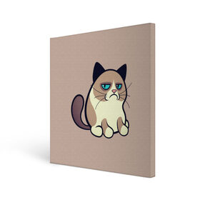 Холст квадратный с принтом Великий Grumpy Cat в Кировске, 100% ПВХ |  | grumpy cat | арт | кот | кот grumpy cat | котёнок | кошка | недовольный кот | рисунок