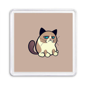 Магнит 55*55 с принтом Великий Grumpy Cat в Кировске, Пластик | Размер: 65*65 мм; Размер печати: 55*55 мм | grumpy cat | арт | кот | кот grumpy cat | котёнок | кошка | недовольный кот | рисунок