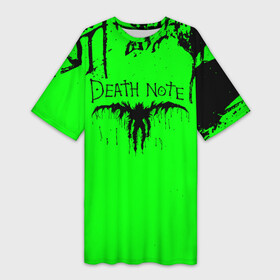 Платье-футболка 3D с принтом Death Note logo black and green в Кировске,  |  | anime | death note | kira | manga | ryuk | аниме | герой | детектив | детнот | детх нот | детхнот | дэсу ното | иероглиф | кандзи | кира | манга | миса | риюк | рьюзаки | рюзаки | рюк | синигами | тетрадка | эл | э