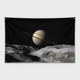 Флаг-баннер с принтом Saturn в Кировске, 100% полиэстер | размер 67 х 109 см, плотность ткани — 95 г/м2; по краям флага есть четыре люверса для крепления | cosmos | saturn | space | космос | пространство | сатурн