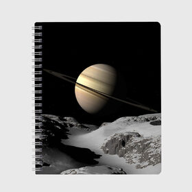 Тетрадь с принтом Saturn в Кировске, 100% бумага | 48 листов, плотность листов — 60 г/м2, плотность картонной обложки — 250 г/м2. Листы скреплены сбоку удобной пружинной спиралью. Уголки страниц и обложки скругленные. Цвет линий — светло-серый
 | cosmos | saturn | space | космос | пространство | сатурн
