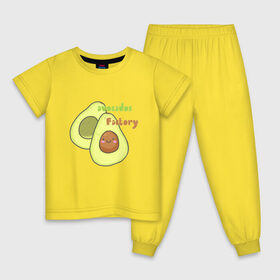Детская пижама хлопок с принтом avocados factory в Кировске, 100% хлопок |  брюки и футболка прямого кроя, без карманов, на брюках мягкая резинка на поясе и по низу штанин
 | Тематика изображения на принте: avocados factory | авокадик | авокадо | авокадо с косточкой | авокадчик | милые авокадо