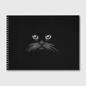 Альбом для рисования с принтом Кошачья моська в Кировске, 100% бумага
 | матовая бумага, плотность 200 мг. | Тематика изображения на принте: арт | вектор | кот | котёнок | кошка | рисунок | черная кошка | чёрный | черный кот | черный котенок