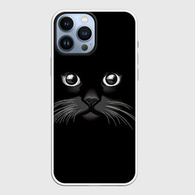 Чехол для iPhone 13 Pro Max с принтом Кошачья моська в Кировске,  |  | Тематика изображения на принте: арт | вектор | кот | котёнок | кошка | рисунок | черная кошка | чёрный | черный кот | черный котенок