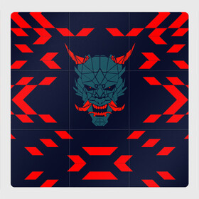 Магнитный плакат 3Х3 с принтом демон они в Кировске, Полимерный материал с магнитным слоем | 9 деталей размером 9*9 см | демон | киберпанк | маска | они | самурай | хання | япония