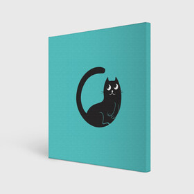 Холст квадратный с принтом Чёрный котя в Кировске, 100% ПВХ |  | арт | бирюзовый | вектор | зеленый | кот | котёнок | кошка | рисунок | чёрная кошка | чёрный | чёрный кот | чёрный котёнок