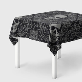Скатерть 3D с принтом Skulls в Кировске, 100% полиэстер (ткань не мнется и не растягивается) | Размер: 150*150 см | skull | милые | минимализм | много черепов | страшные | ужасы | череп | черепы