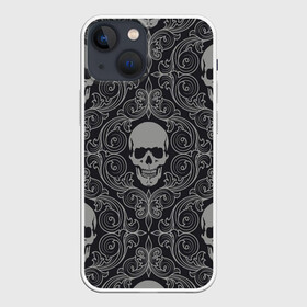 Чехол для iPhone 13 mini с принтом Skulls в Кировске,  |  | skull | милые | минимализм | много черепов | страшные | ужасы | череп | черепы