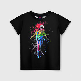 Детская футболка 3D с принтом Попугай в Кировске, 100% гипоаллергенный полиэфир | прямой крой, круглый вырез горловины, длина до линии бедер, чуть спущенное плечо, ткань немного тянется | bird | colors | eweryday | life | nature | ара | креатив | повседневный стиль | попугай | природа | птица | радуга | разноцветный | темный