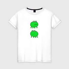 Женская футболка хлопок с принтом Жаба  в Кировске, 100% хлопок | прямой крой, круглый вырез горловины, длина до линии бедер, слегка спущенное плечо | жаба | лягушка | лягушонок | мем | свинка пеппа | тик ток