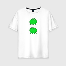 Женская футболка хлопок Oversize с принтом Жаба в Кировске, 100% хлопок | свободный крой, круглый ворот, спущенный рукав, длина до линии бедер
 | жаба | лягушка | лягушонок | мем | свинка пеппа | тик ток