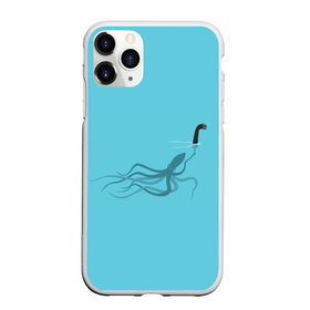 Чехол для iPhone 11 Pro матовый с принтом Тайна Лох-несского чудовища в Кировске, Силикон |  | арт | море | осьминог | рисунок | синий | шутка