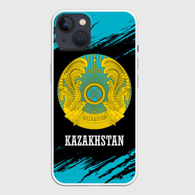 Чехол для iPhone 13 с принтом KAZAKHSTAN   КАЗАХСТАН в Кировске,  |  | flag | kazakhstan | qazaqstan | герб | захах | казахстан | кахахи | лого | нур султан | республика | символ | страна | флаг