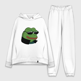 Женский костюм хлопок Oversize с принтом Pepe в очках EZ в Кировске,  |  | ez | ezy | pepe | pepe frog | pepe в очках | silvername | twitch emout | vernyshavermy | вернишаверму | жабка в очках | папич | твич