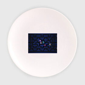 Тарелка с принтом Pacman в Кировске, фарфор | диаметр - 210 мм
диаметр для нанесения принта - 120 мм | Тематика изображения на принте: pac man | pacman | аркады | пакмэн