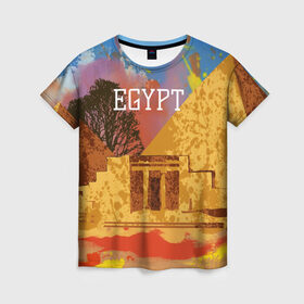 Женская футболка 3D с принтом Египет(Пирамида Хеопса) в Кировске, 100% полиэфир ( синтетическое хлопкоподобное полотно) | прямой крой, круглый вырез горловины, длина до линии бедер | egypt | египет | пирамида хеопса | пирамиды | туристические