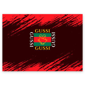 Поздравительная открытка с принтом GUSSI / ГУСИ в Кировске, 100% бумага | плотность бумаги 280 г/м2, матовая, на обратной стороне линовка и место для марки
 | Тематика изображения на принте: anti | antibrand | brand | fashion | gucci | gusi | gussi | logo | meme | memes | анти | антибренд | бренд | гуси | гуччи | забавные | лого | логотип | мем | мемы | мода | прикол | приколы | прикольные | символ