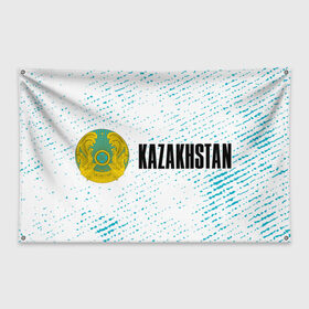 Флаг-баннер с принтом KAZAKHSTAN / КАЗАХСТАН в Кировске, 100% полиэстер | размер 67 х 109 см, плотность ткани — 95 г/м2; по краям флага есть четыре люверса для крепления | flag | kazakhstan | qazaqstan | герб | захах | казахстан | кахахи | лого | нур султан | республика | символ | страна | флаг