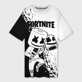 Платье-футболка 3D с принтом FORTNITE MARSHMELLO. в Кировске,  |  | archetype | fortnite | fortnite x | game | ikonik | marshmello | raven | архетип | ворон | игра | иконик | маршмелло | фортнайт