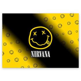 Поздравительная открытка с принтом NIRVANA / НИРВАНА в Кировске, 100% бумага | плотность бумаги 280 г/м2, матовая, на обратной стороне линовка и место для марки
 | Тематика изображения на принте: band | cobain | face | kurt | logo | music | nirvana | rock | rocknroll | группа | кобейн | курт | лого | логотип | музыка | музыкальная | нирвана | рожица | рок | рокнролл | символ
