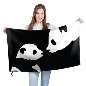 Флаг 3D с принтом Panda в Кировске, 100% полиэстер | плотность ткани — 95 г/м2, размер — 67 х 109 см. Принт наносится с одной стороны | Тематика изображения на принте: bearcat | coon bear | panda | бамбуковый медвед | большая панда | гигантская панда