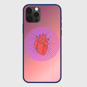 Чехол для iPhone 12 Pro с принтом Сердечко на розовом фоне в Кировске, силикон | область печати: задняя сторона чехла, без боковых панелей | круг | любовь | неон | полосатый | розовый | сердце | сияние | фиолетовый