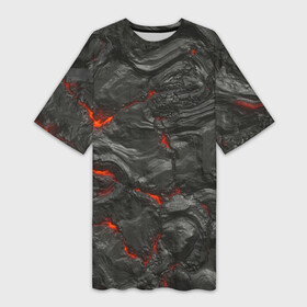 Платье-футболка 3D с принтом Застывшая лава в Кировске,  |  | абстрактные | абстрактный | абстракция | вилканический | вулкан | вулканические | камень | лава | магма | обсидиан | обсидиановый | огонь