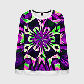 Мужской свитшот 3D с принтом Kaleidoscope в Кировске, 100% полиэстер с мягким внутренним слоем | круглый вырез горловины, мягкая резинка на манжетах и поясе, свободная посадка по фигуре | abstraction | fractal | kaleidoscope | light green | pattern | purple | symmetry | абстракция | калейдоскоп | салатовый | симметрия | узор | фиолетовый | фрактал