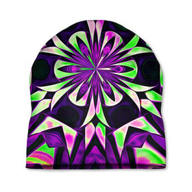 Шапка 3D с принтом Kaleidoscope в Кировске, 100% полиэстер | универсальный размер, печать по всей поверхности изделия | abstraction | fractal | kaleidoscope | light green | pattern | purple | symmetry | абстракция | калейдоскоп | салатовый | симметрия | узор | фиолетовый | фрактал