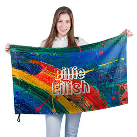 Флаг 3D с принтом BILLIE EILISH WYWG в Кировске, 100% полиэстер | плотность ткани — 95 г/м2, размер — 67 х 109 см. Принт наносится с одной стороны | billie | billie eilish | eilish | айлиш | билли | билли айлиш
