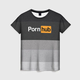 Женская футболка 3D с принтом Pornhub в Кировске, 100% полиэфир ( синтетическое хлопкоподобное полотно) | прямой крой, круглый вырез горловины, длина до линии бедер | brazzers | hub | бразерс | браззерс