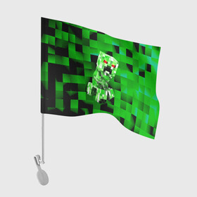 Флаг для автомобиля с принтом Minecraft creeper в Кировске, 100% полиэстер | Размер: 30*21 см | blox | creeper | dungeons | game | geometry | logo | pixel | steve | алекс | герои | детям | зелень | игра | квадраты | крипер | куб | логотипы игр | майнкрафт | мальчикам | мобы | персонажи | пиксель | пиксельный | подземелья