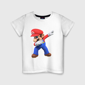 Детская футболка хлопок с принтом Mario в Кировске, 100% хлопок | круглый вырез горловины, полуприлегающий силуэт, длина до линии бедер | 8 бит | dandy | mario | водопроводчик | денди | игры на денди | марио